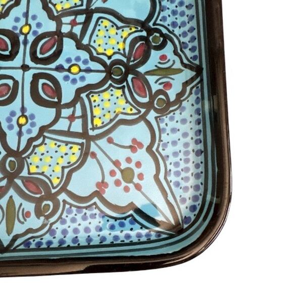 Le Souk Ceramique Tunisia Han Painted Square Serving Plate - Picture 2 of 10